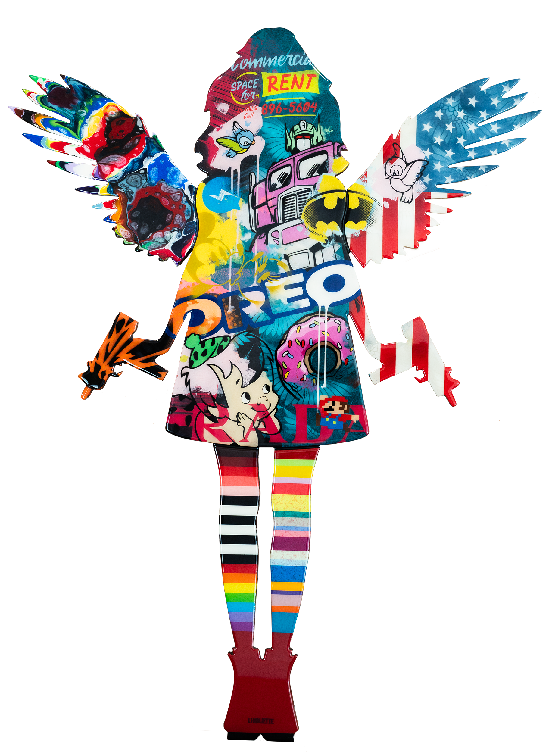 Angel Cake Large Wall Sculpture - Painted Collage