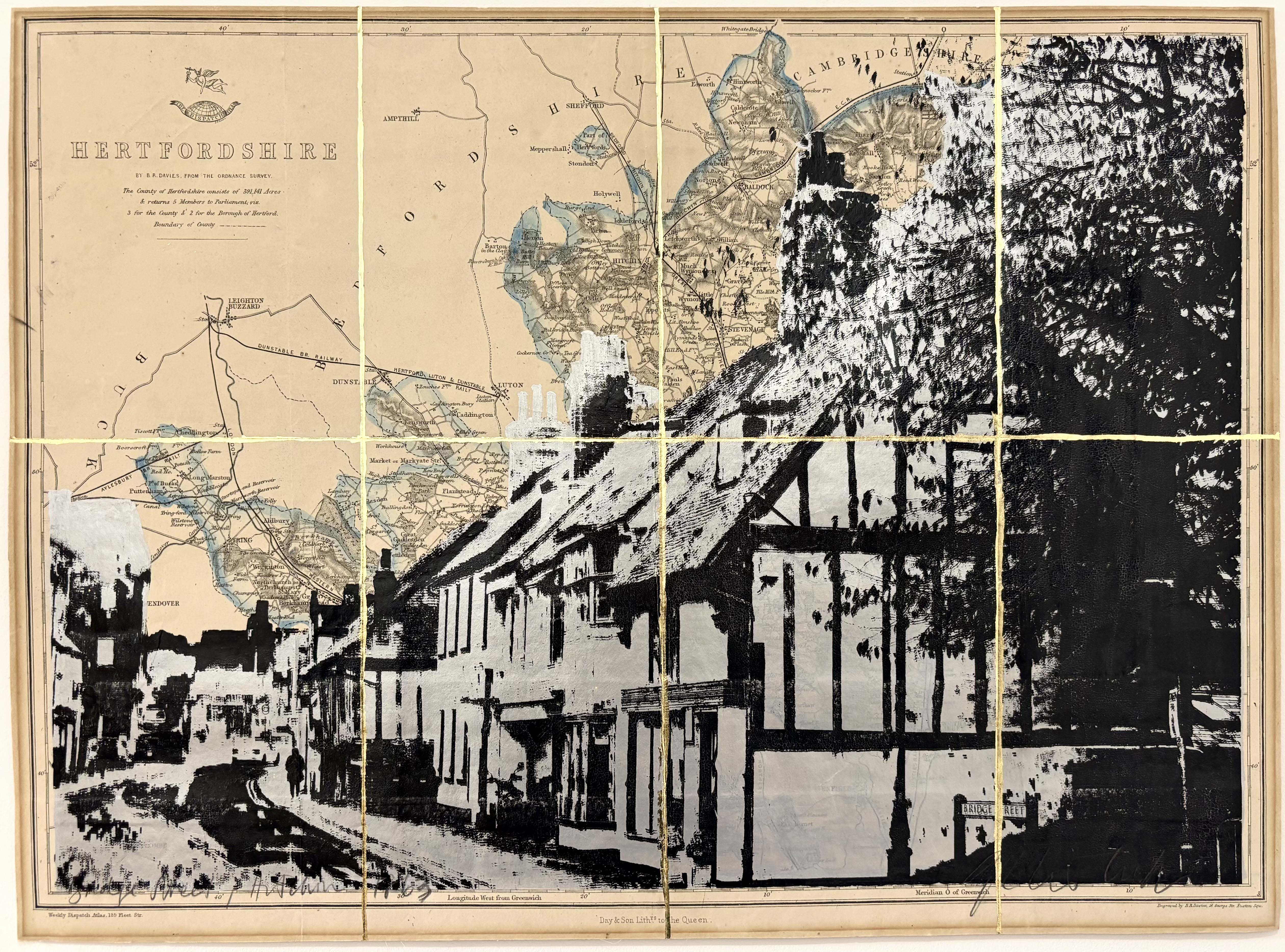 Bridge Street, Hitchin 1863. Silver Ink