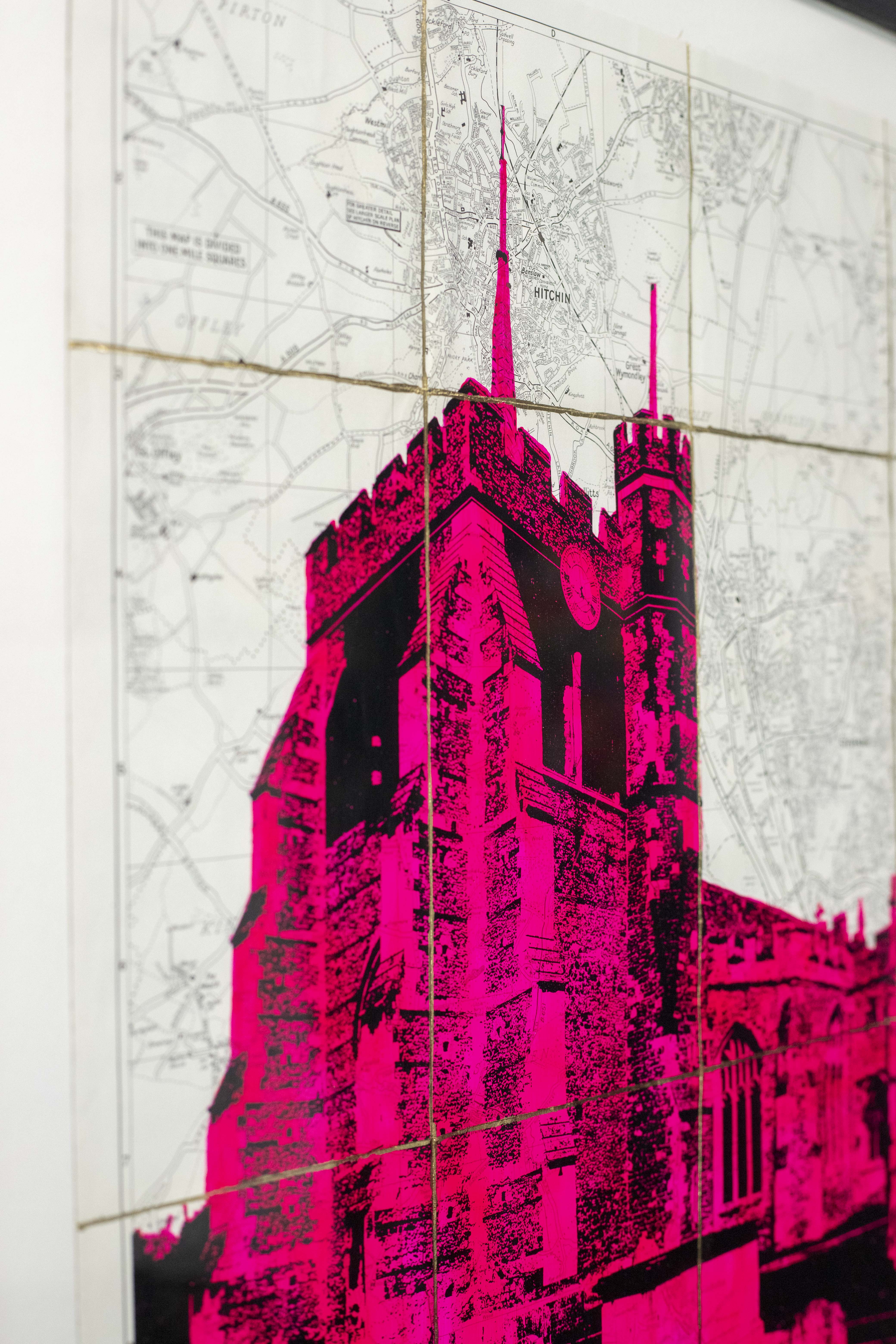 St Mary's Church, Hitchin (Clock View) 1982 Fluro Magetna Ink