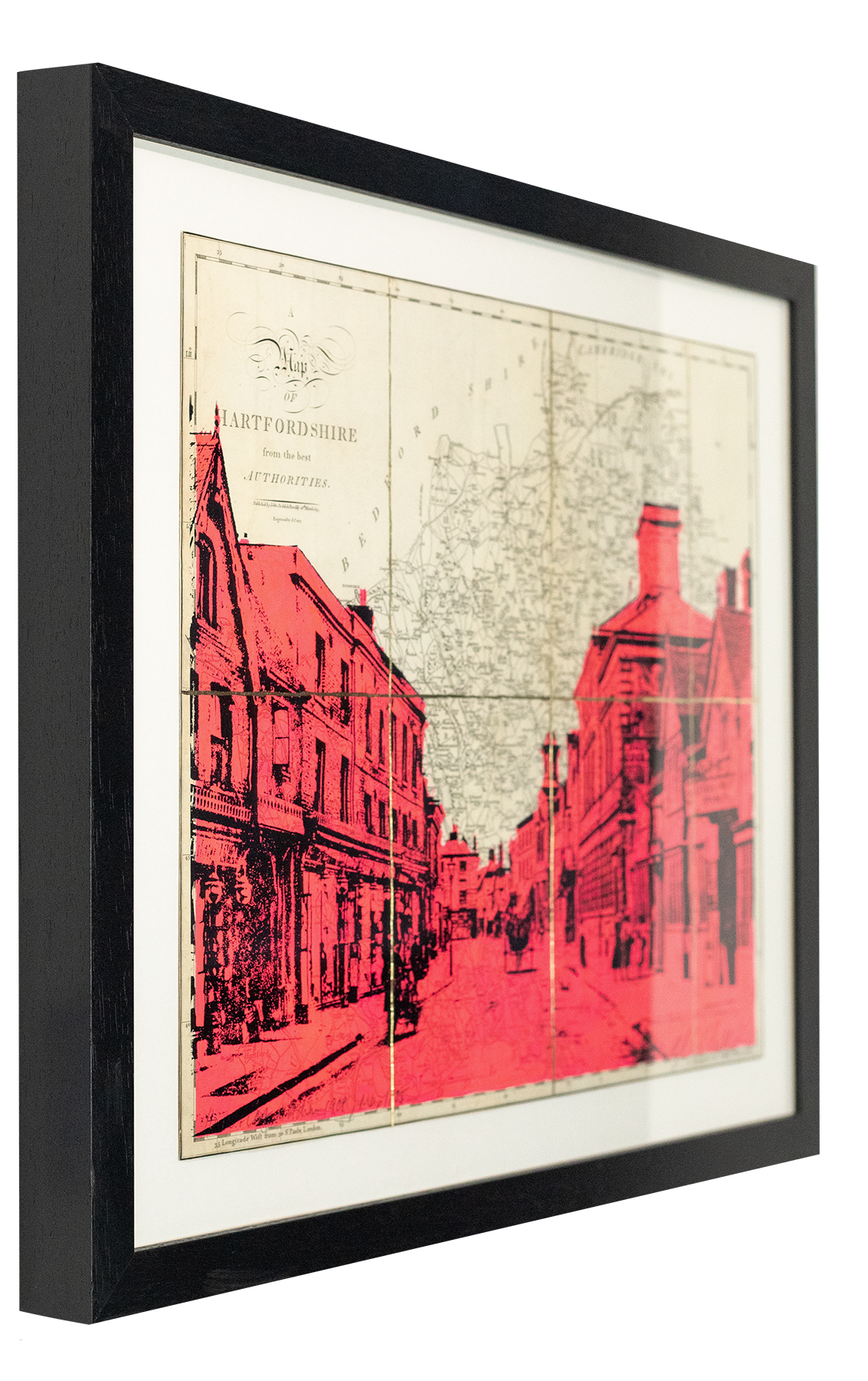 Horse and Cart, Hitchin 1908. Map 1805 Fluro Pink Ink