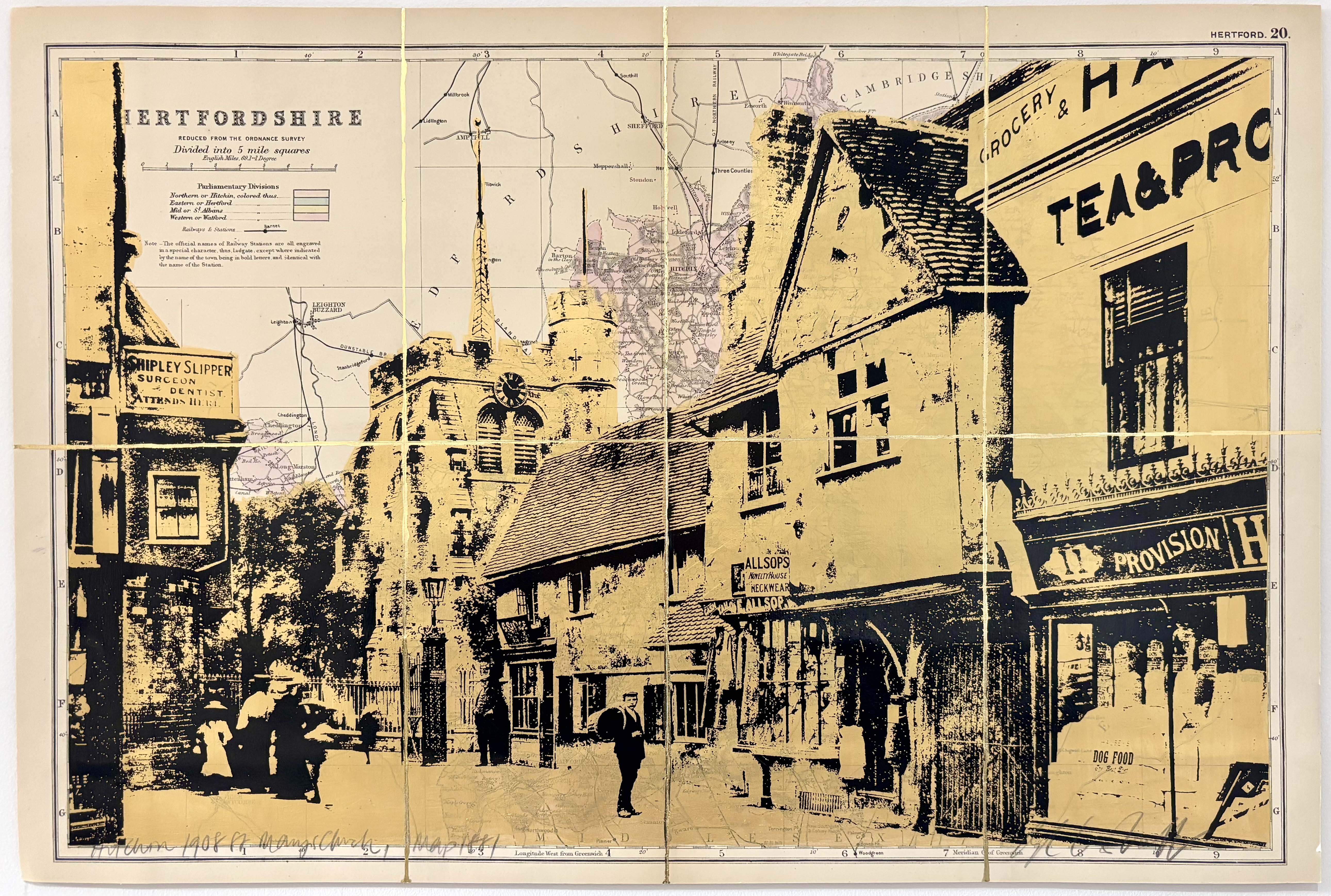 Hitchin 1908 St Mary's Church 1881, Creamy Metallic Gold