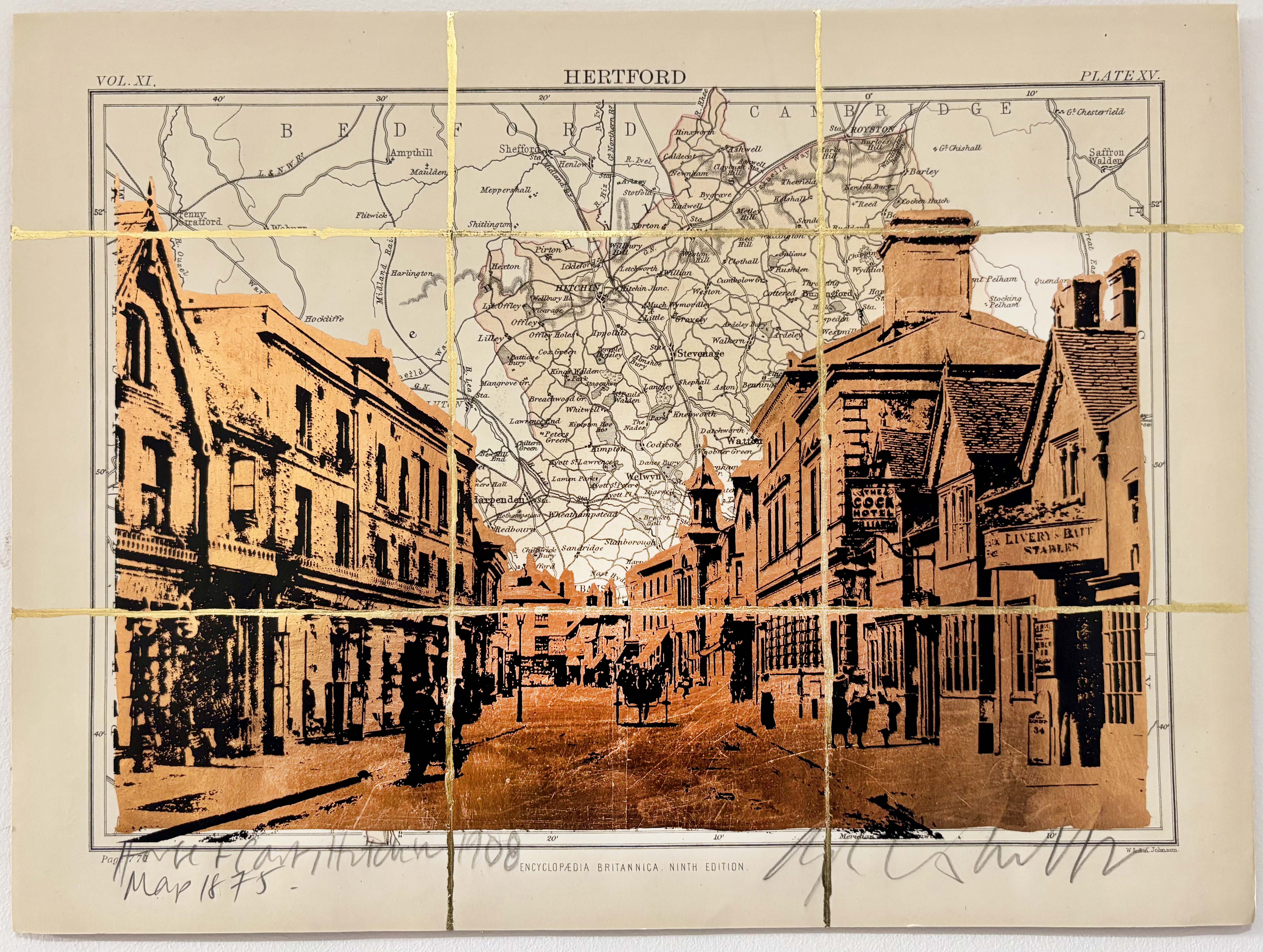 Horse and Cart, Hitchin 1908 View, 1875 Copper Leaf