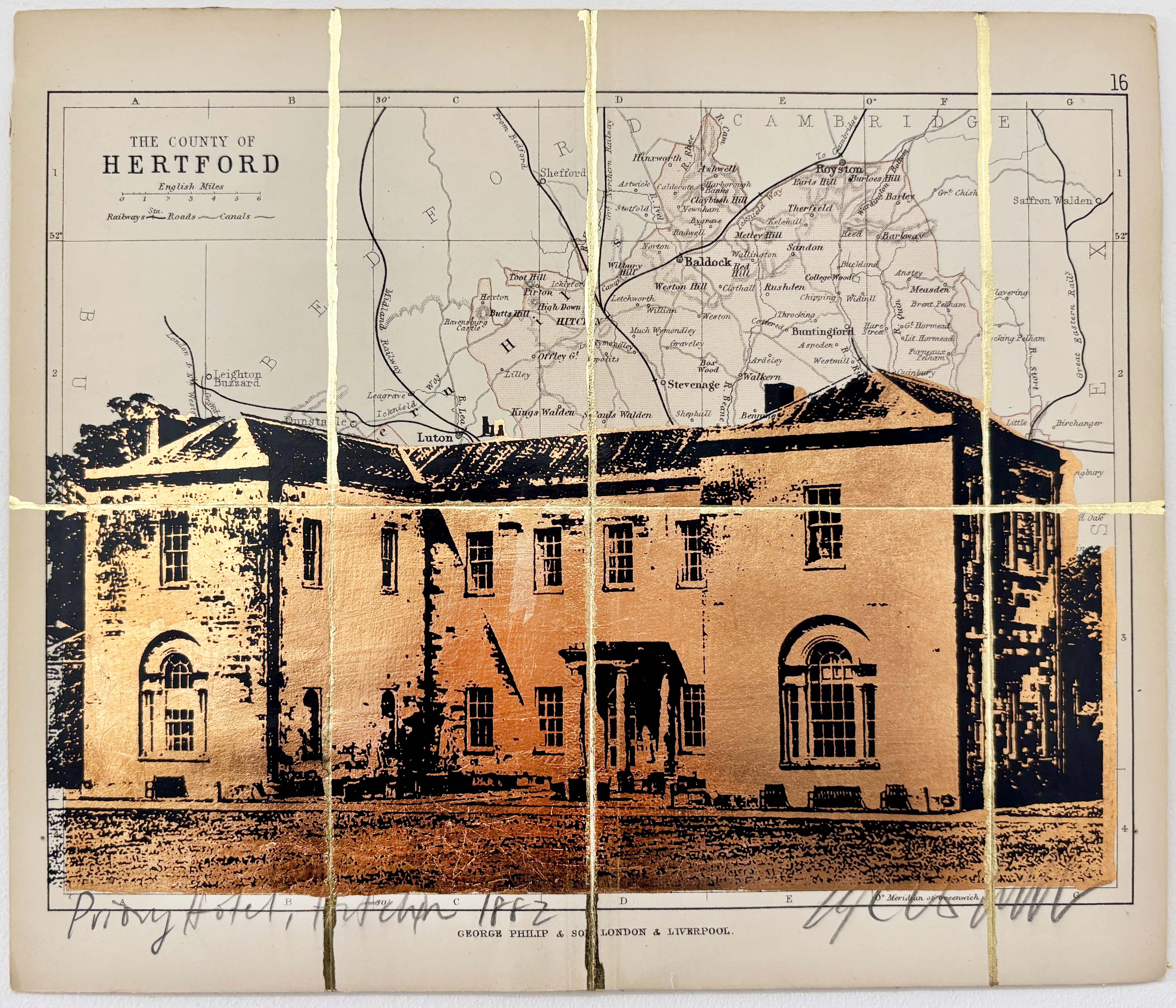 Priory Hotel, Hitchin 1882, Copper Leaf