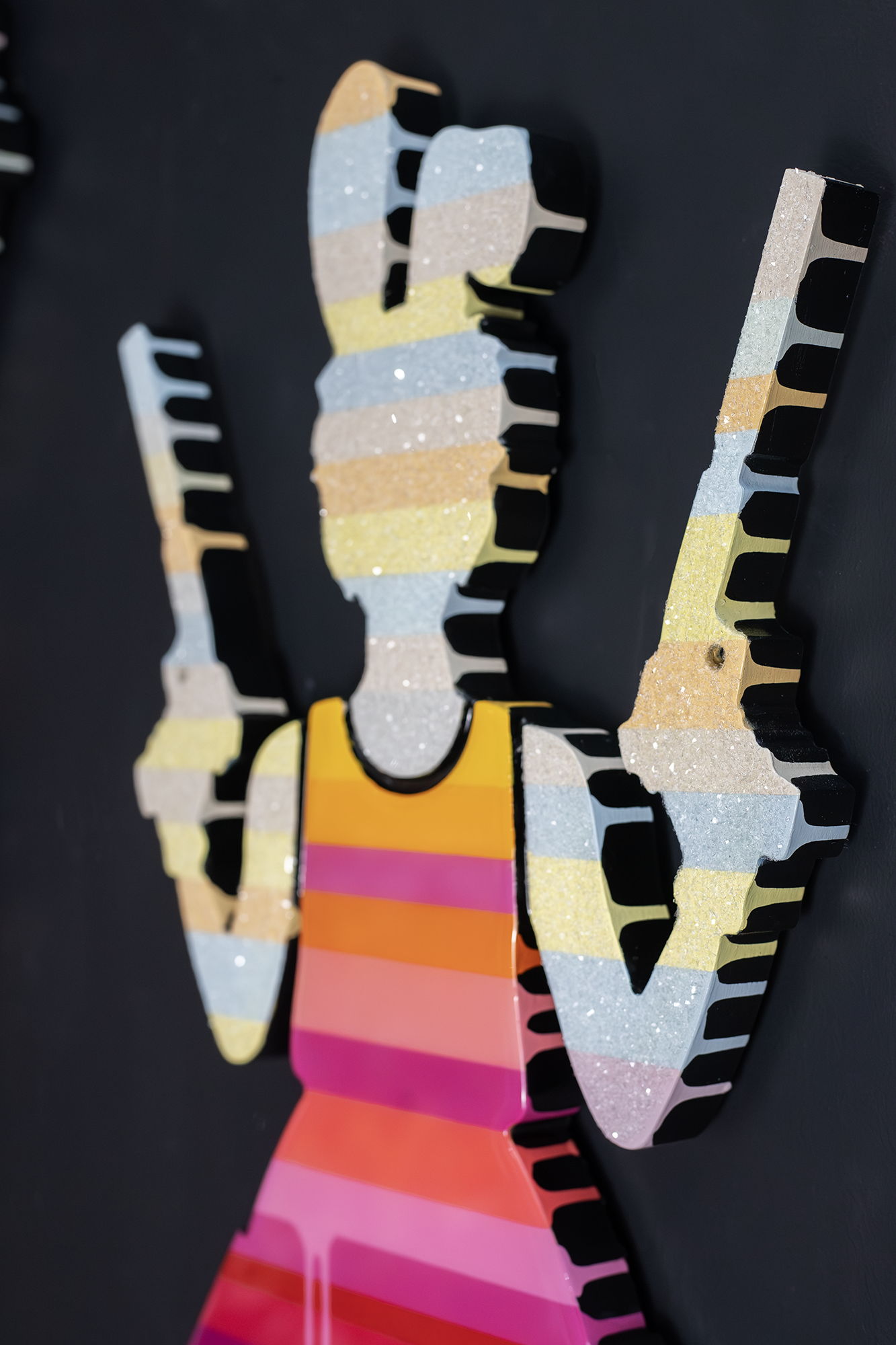 Rabbit Run - Striped Miniature Wall Sculpture