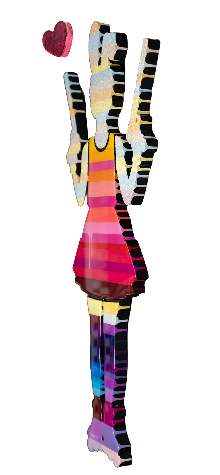 Rabbit Run - Striped Miniature Wall Sculpture