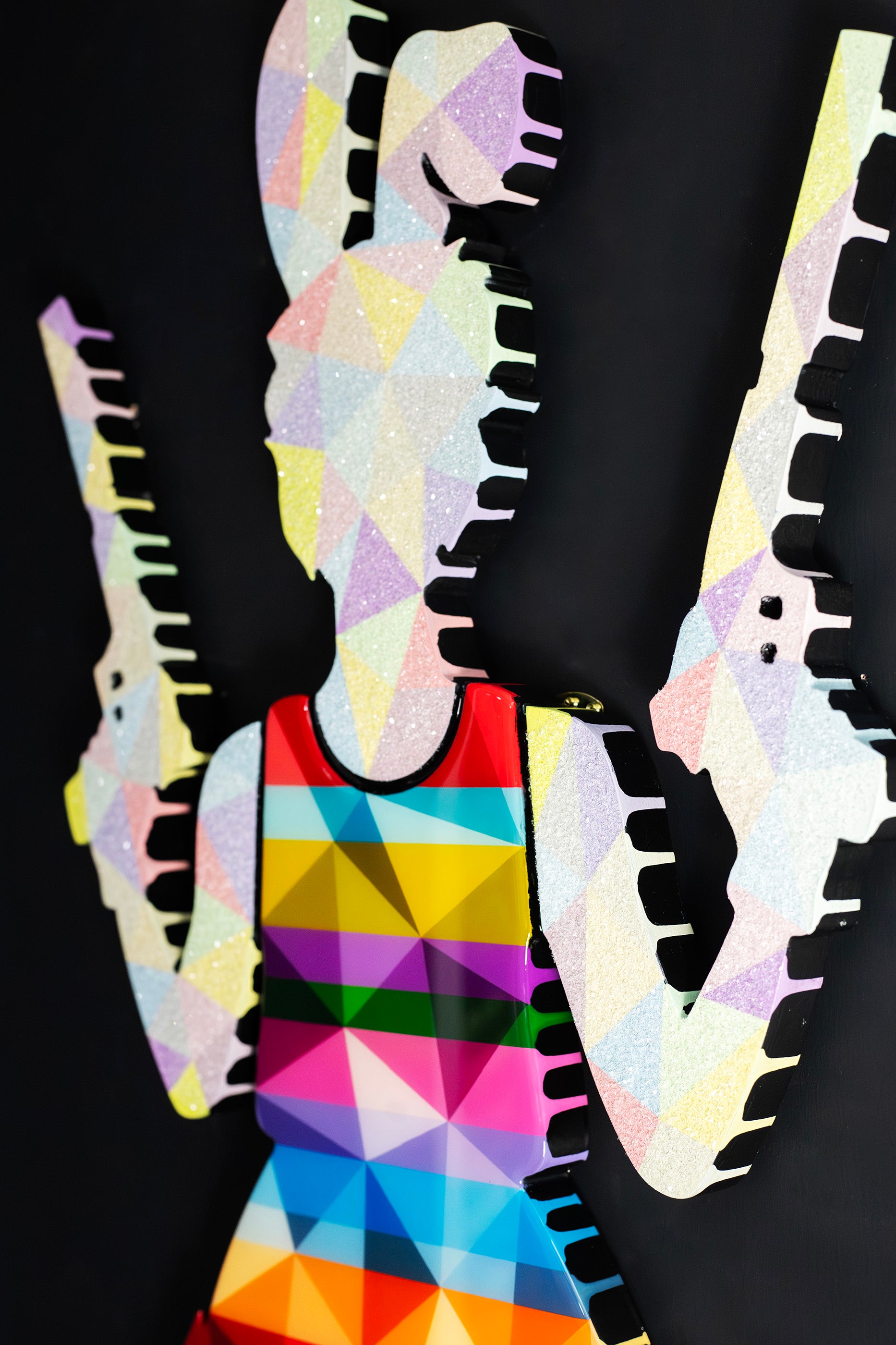 Rabbit Run - Geometric Striped / Confetti Medium Wall Sculpture