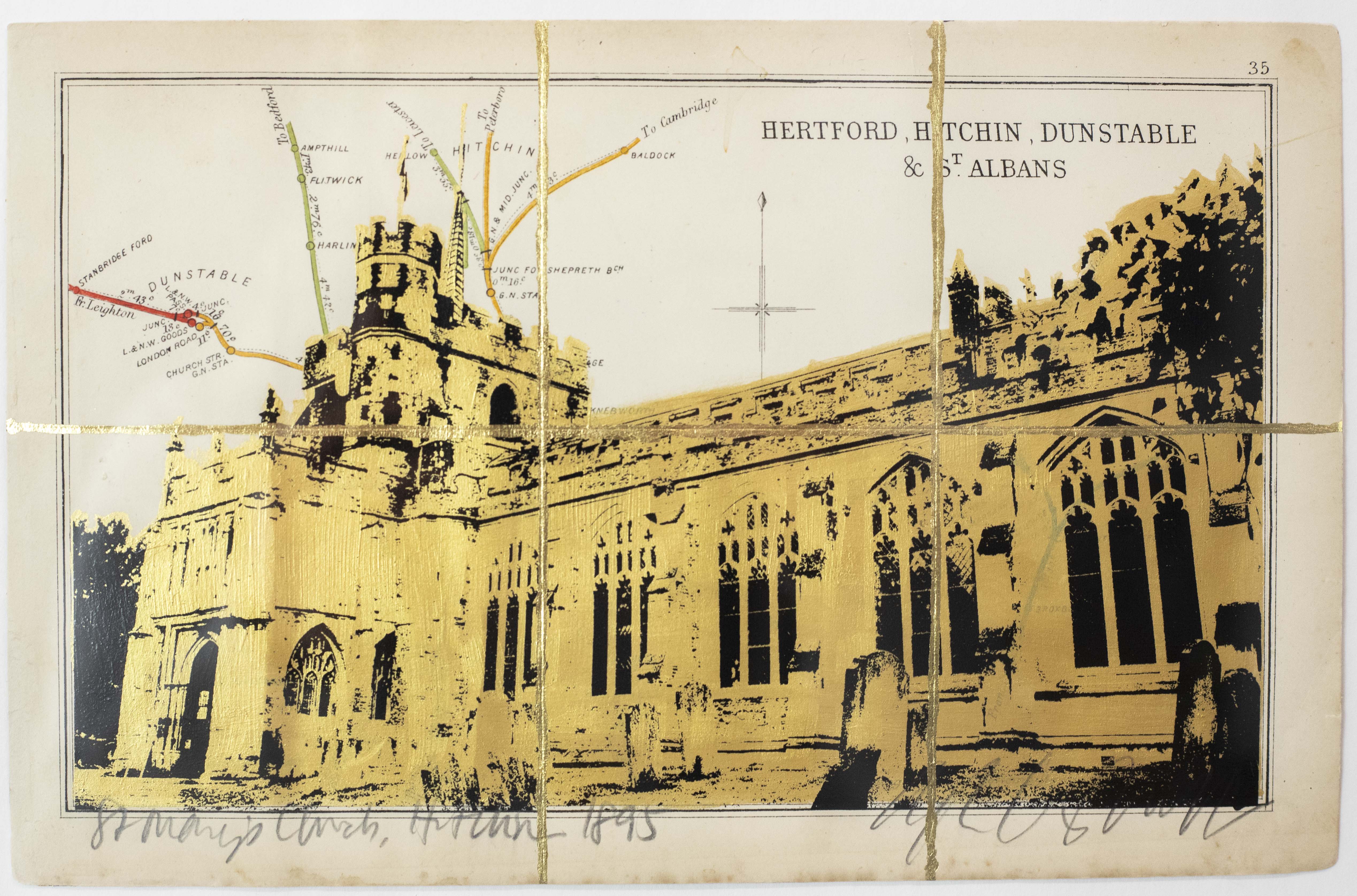 St Mary's Church, Hitchin 1895, Creamy Metallic Gold