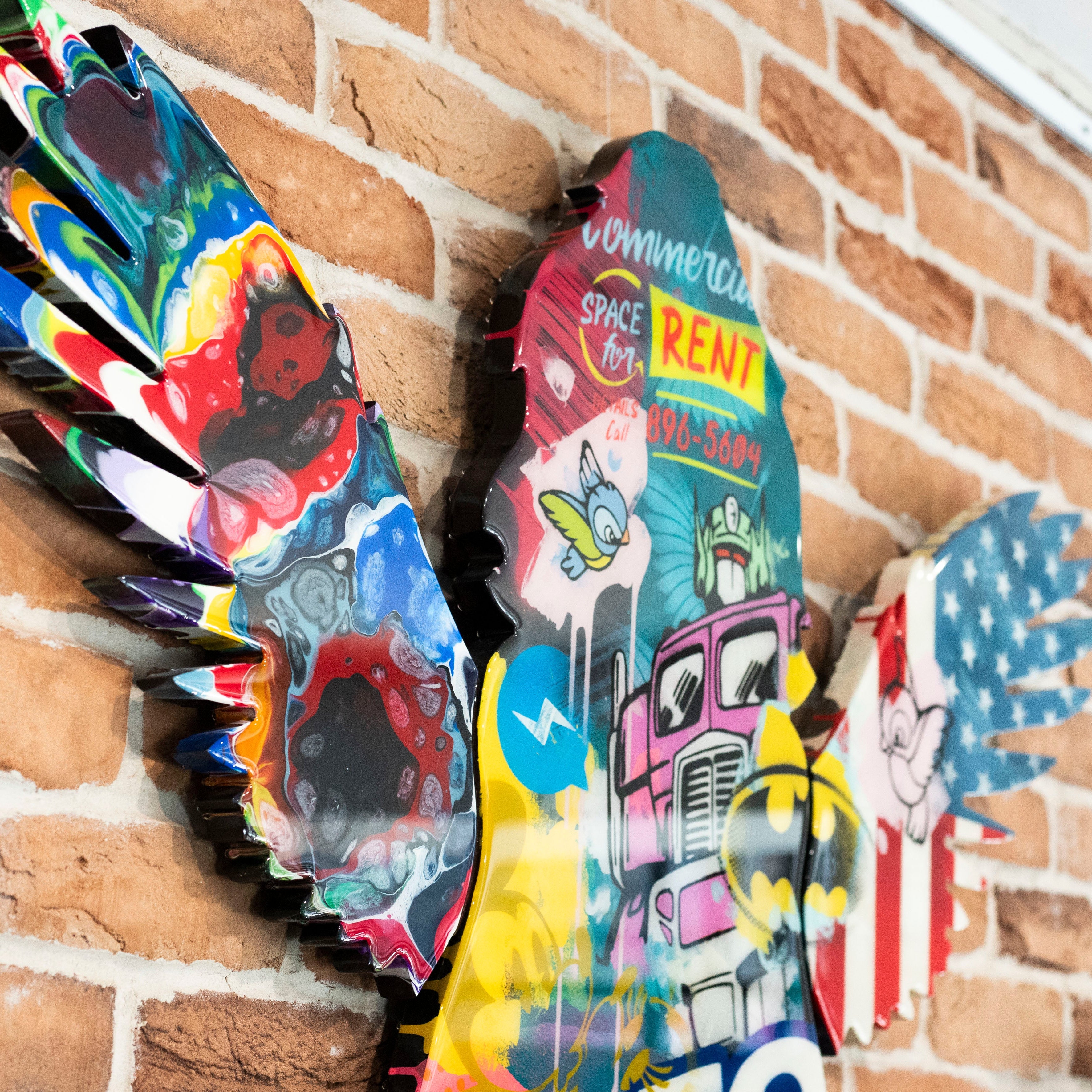 Angel Cake Large Wall Sculpture - Painted Collage