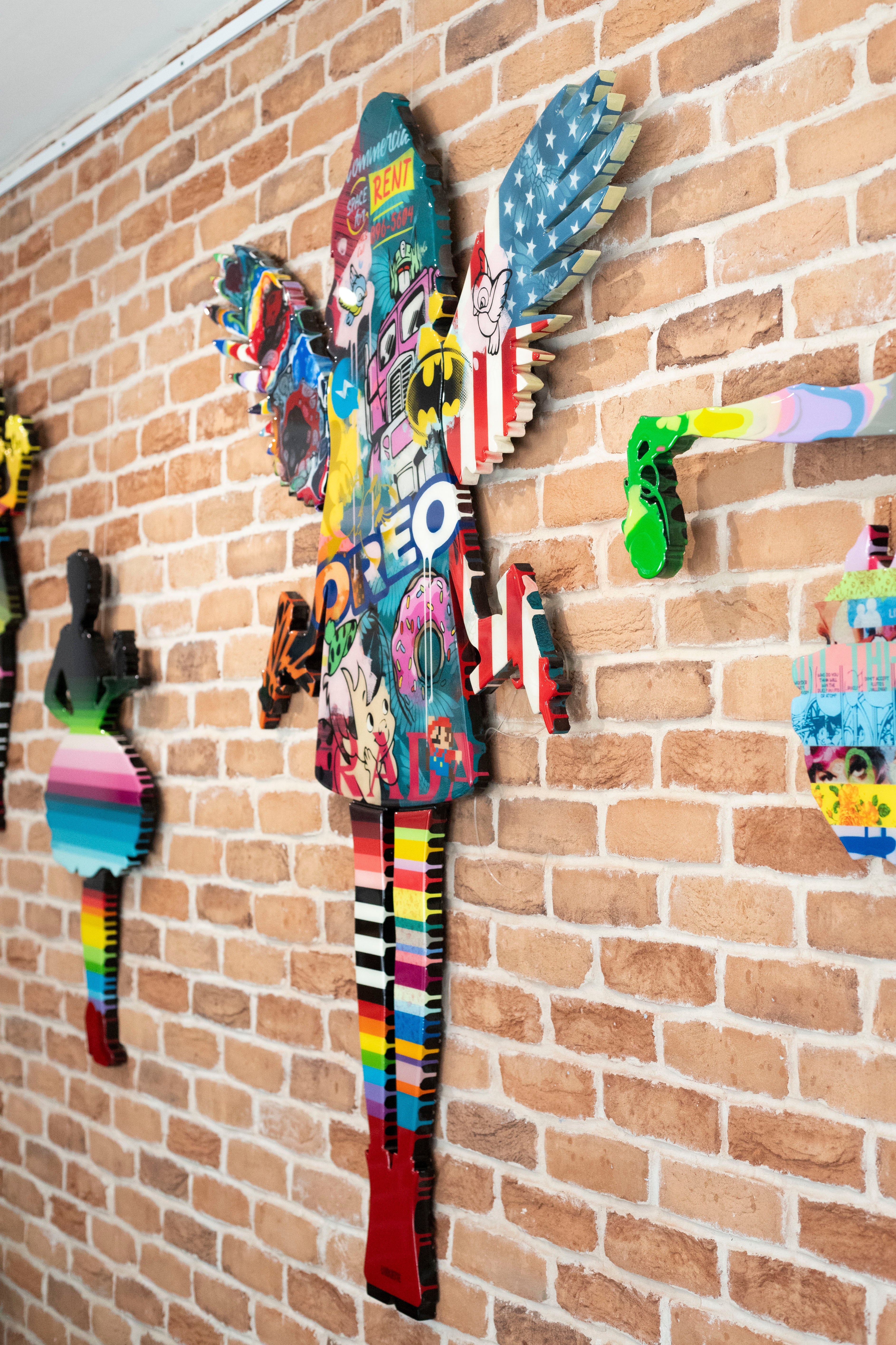 Angel Cake Large Wall Sculpture - Painted Collage