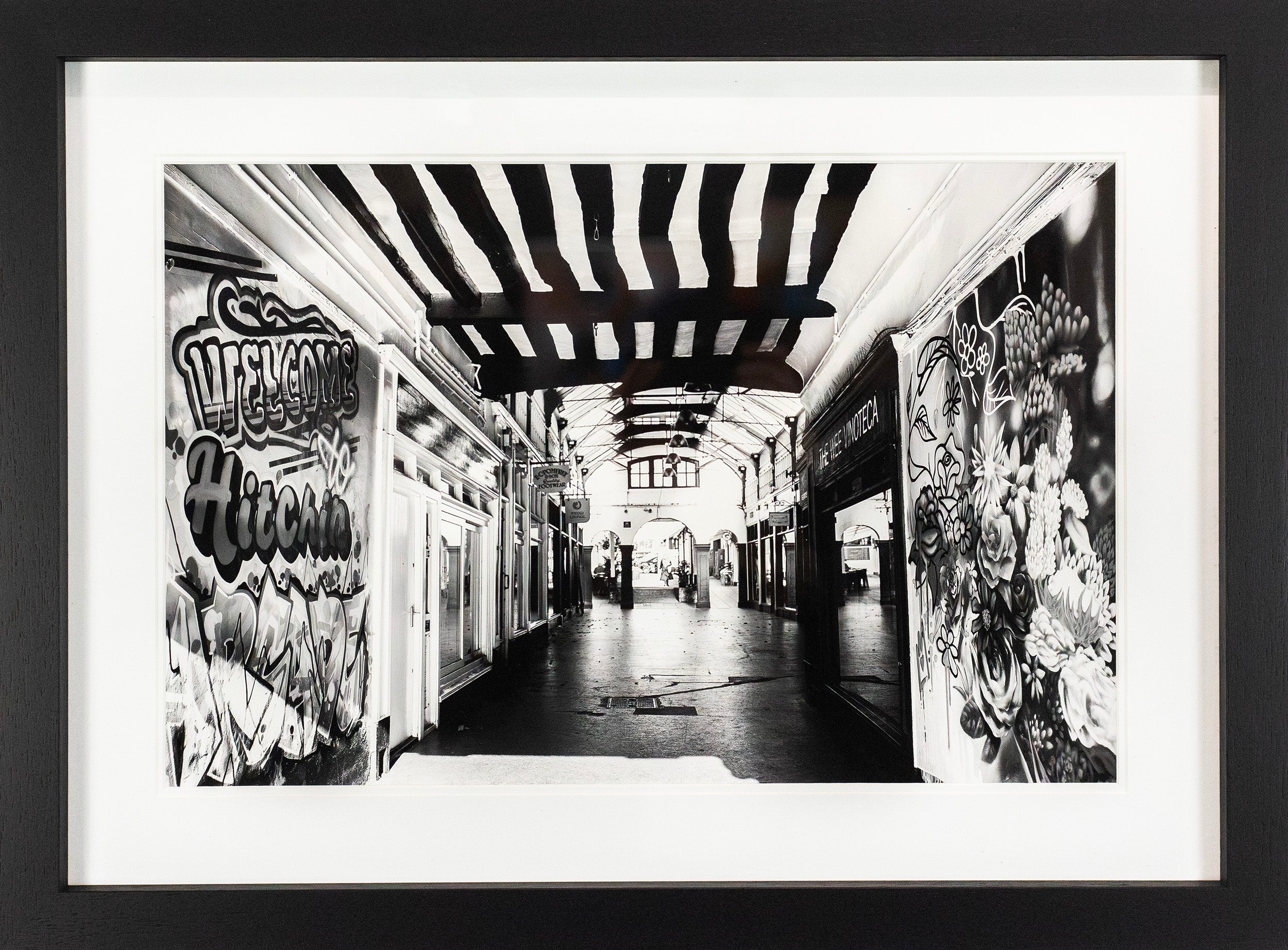 Welcome to Hitchin Arcade - Black & White Photography Print