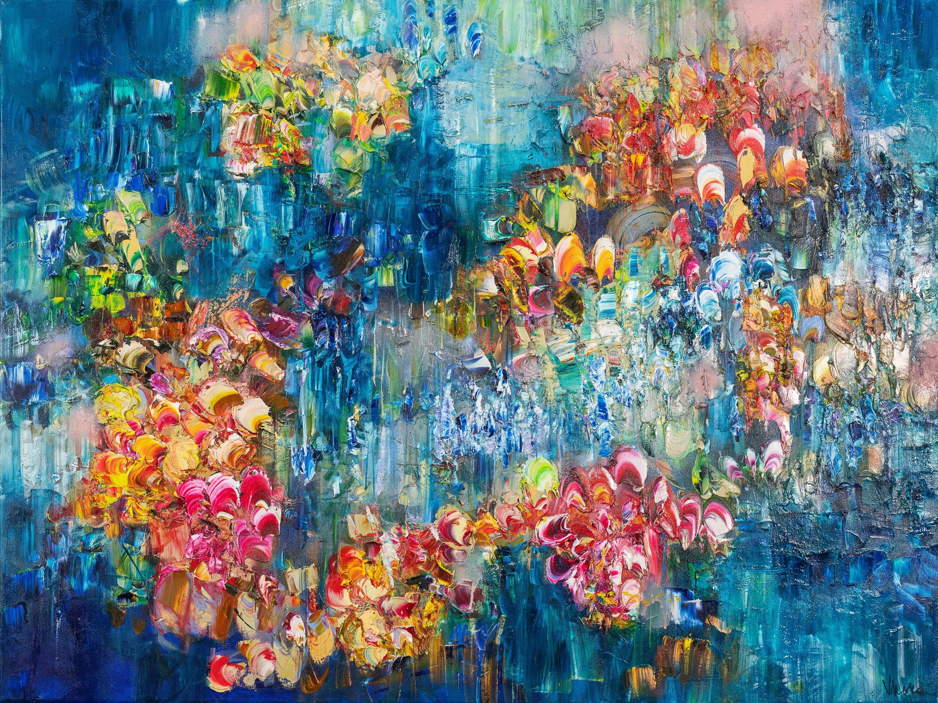 Abstract textured canvas with expressive brushstrokes by Victoria Horkan