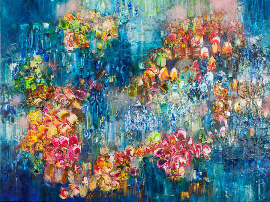 Abstract textured canvas with expressive brushstrokes by Victoria Horkan