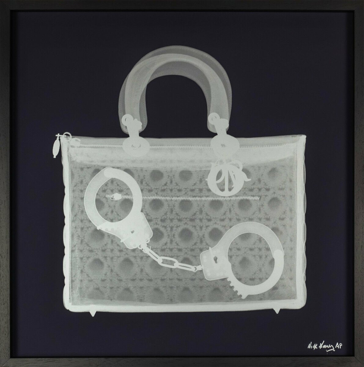 Handcuff Handbag Silver Silkscreen