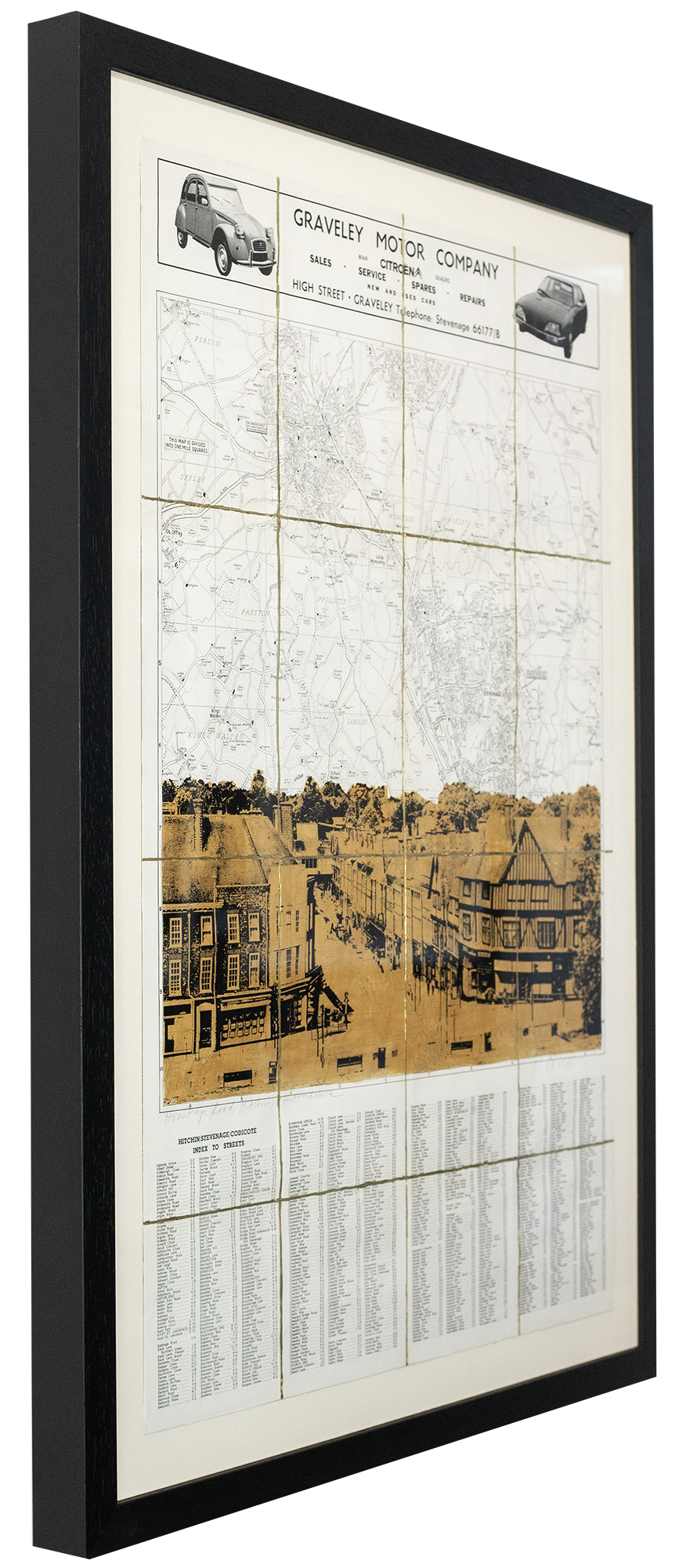 Hermitage Road, Hitchin - Creamy Metallic Gold - 1970's Map