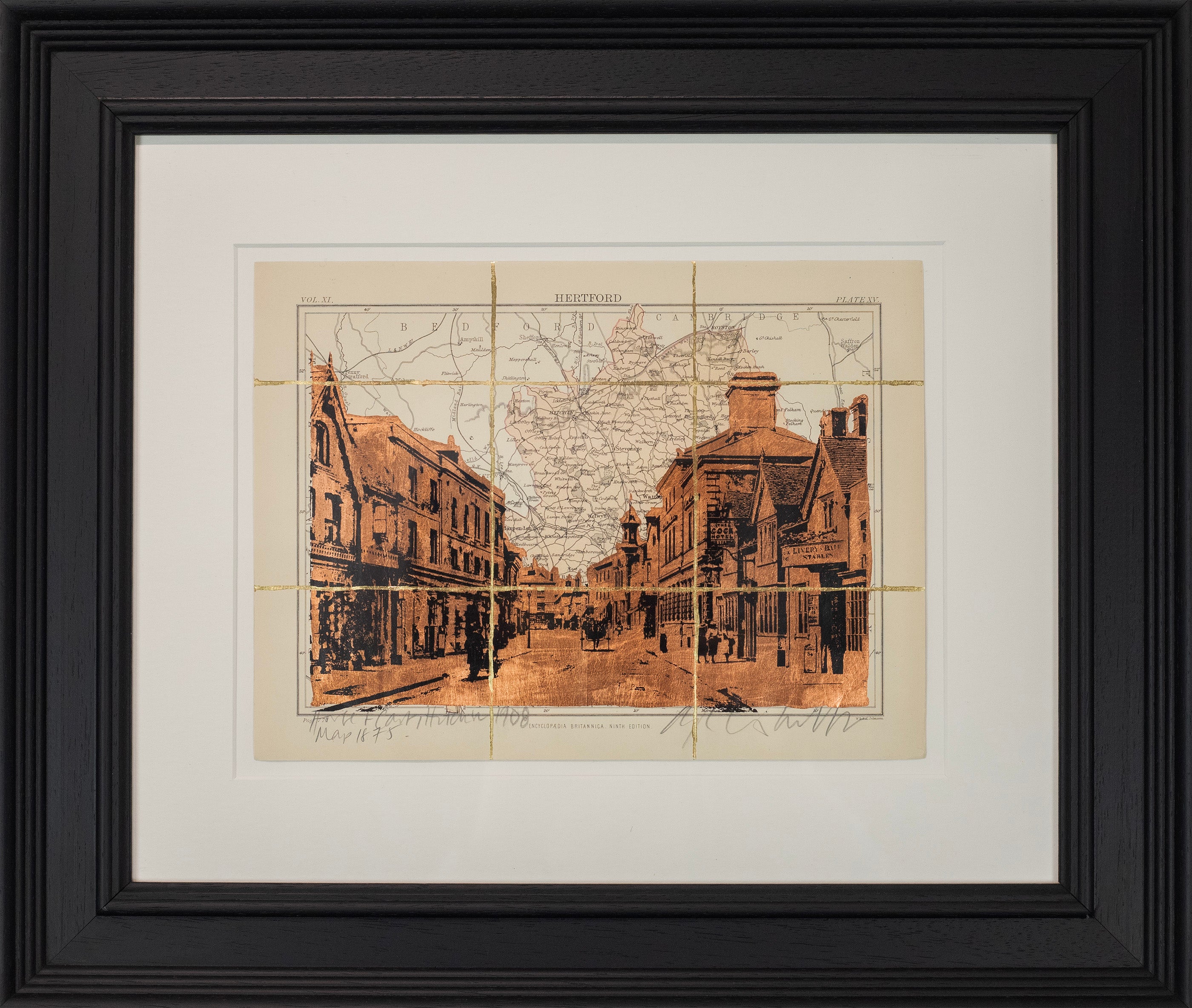 Horse and Cart, Hitchin 1908 View, 1875 Copper Leaf