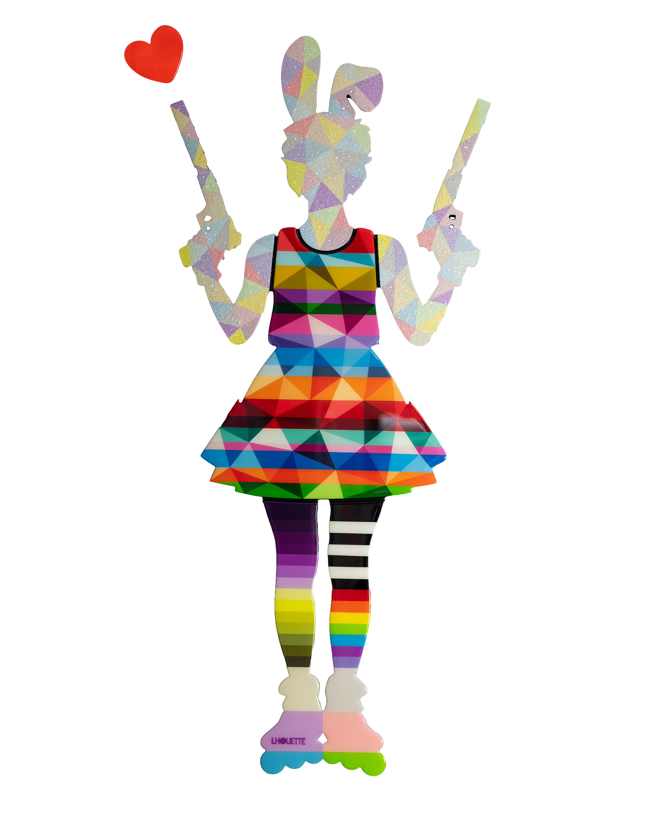 Rabbit Run - Geometric Striped / Confetti Medium Wall Sculpture