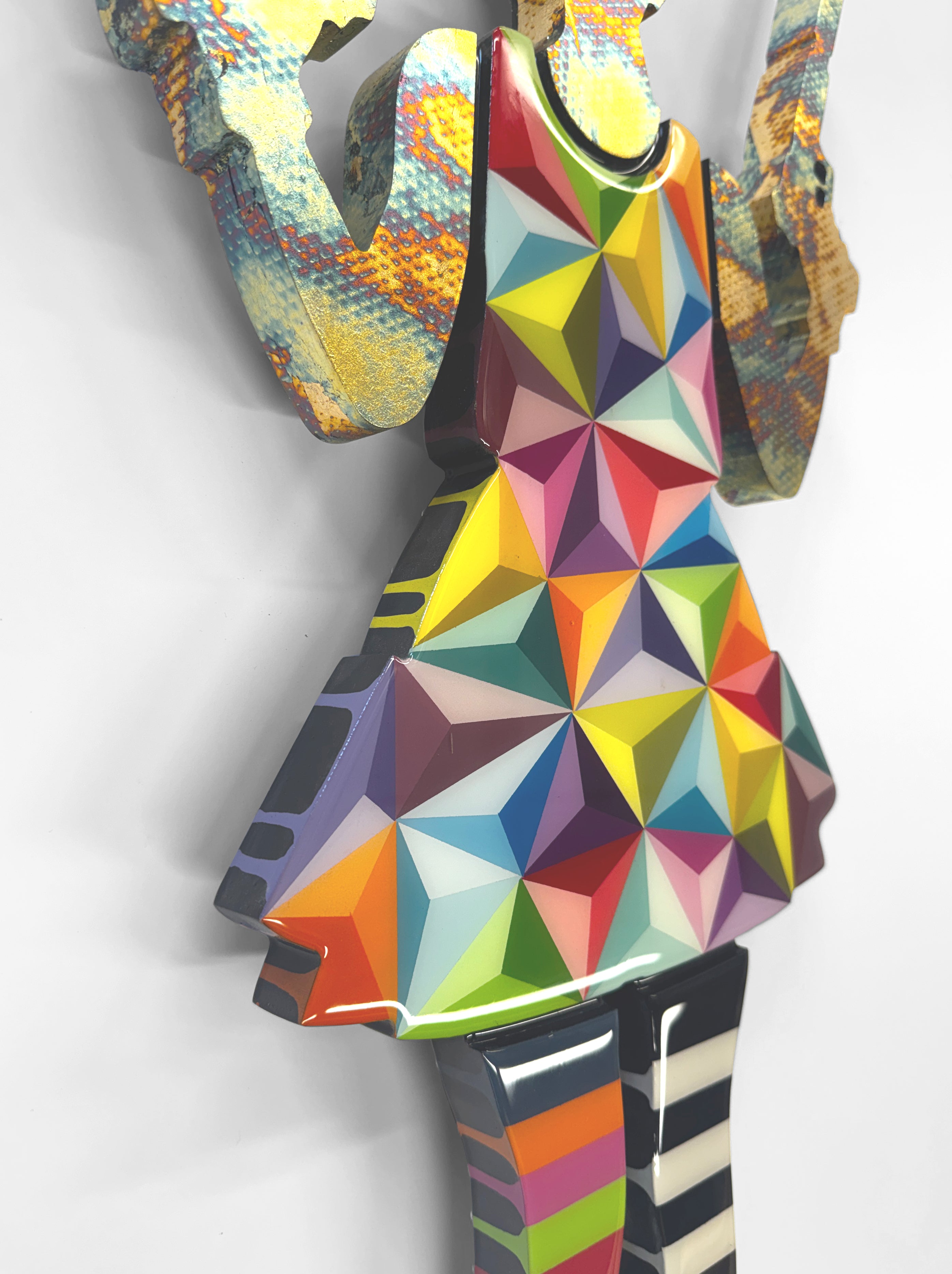 Rabbit Run - Mini Wall Sculpture - Geo Prism & Acidic Metallic Leaf