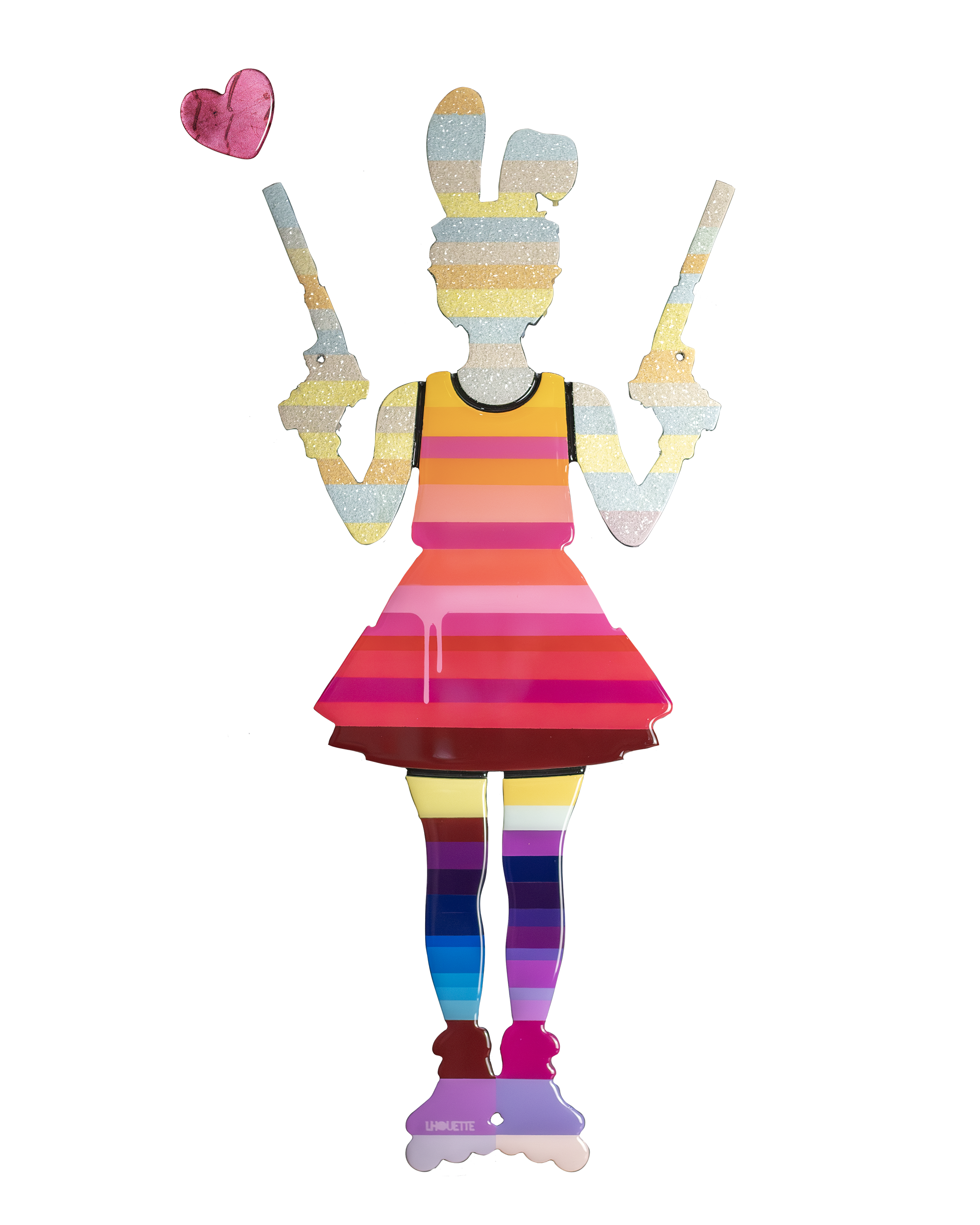 Rabbit Run - Striped Miniature Wall Sculpture