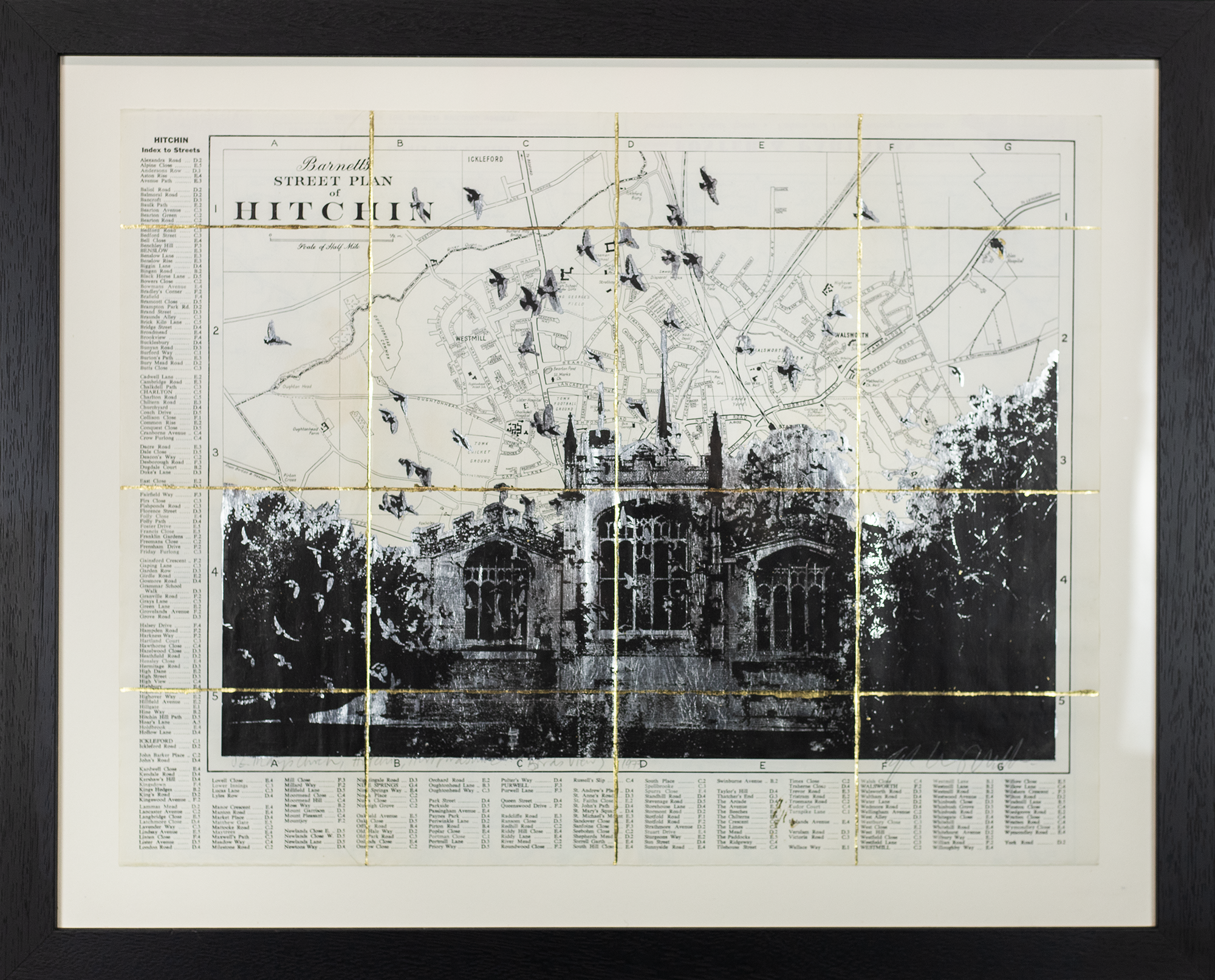 St Mary's Church, Hitchin, Hertfordshire. Birds View 1973