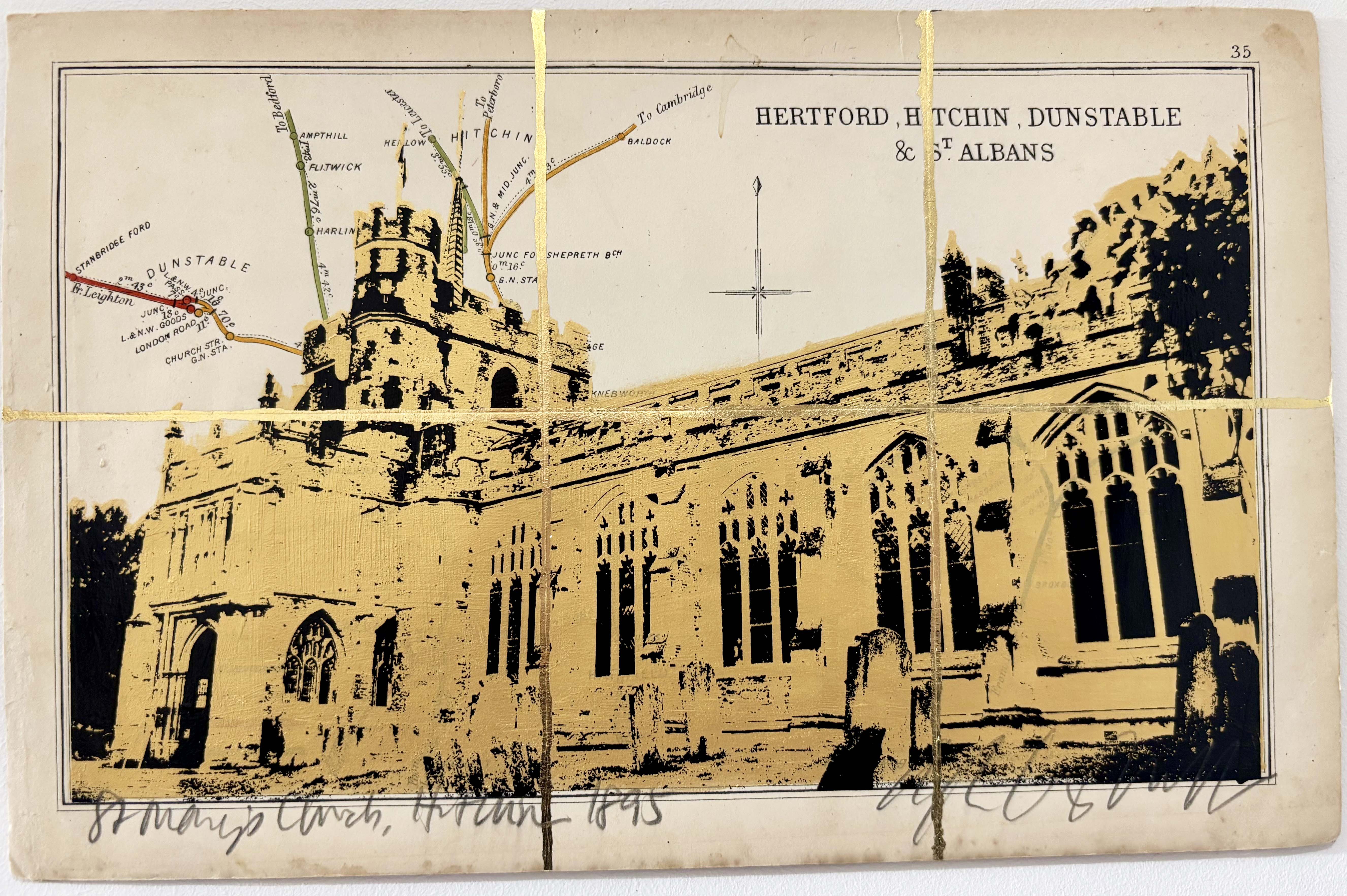 St Mary's Church, Hitchin 1895, Creamy Metallic Gold