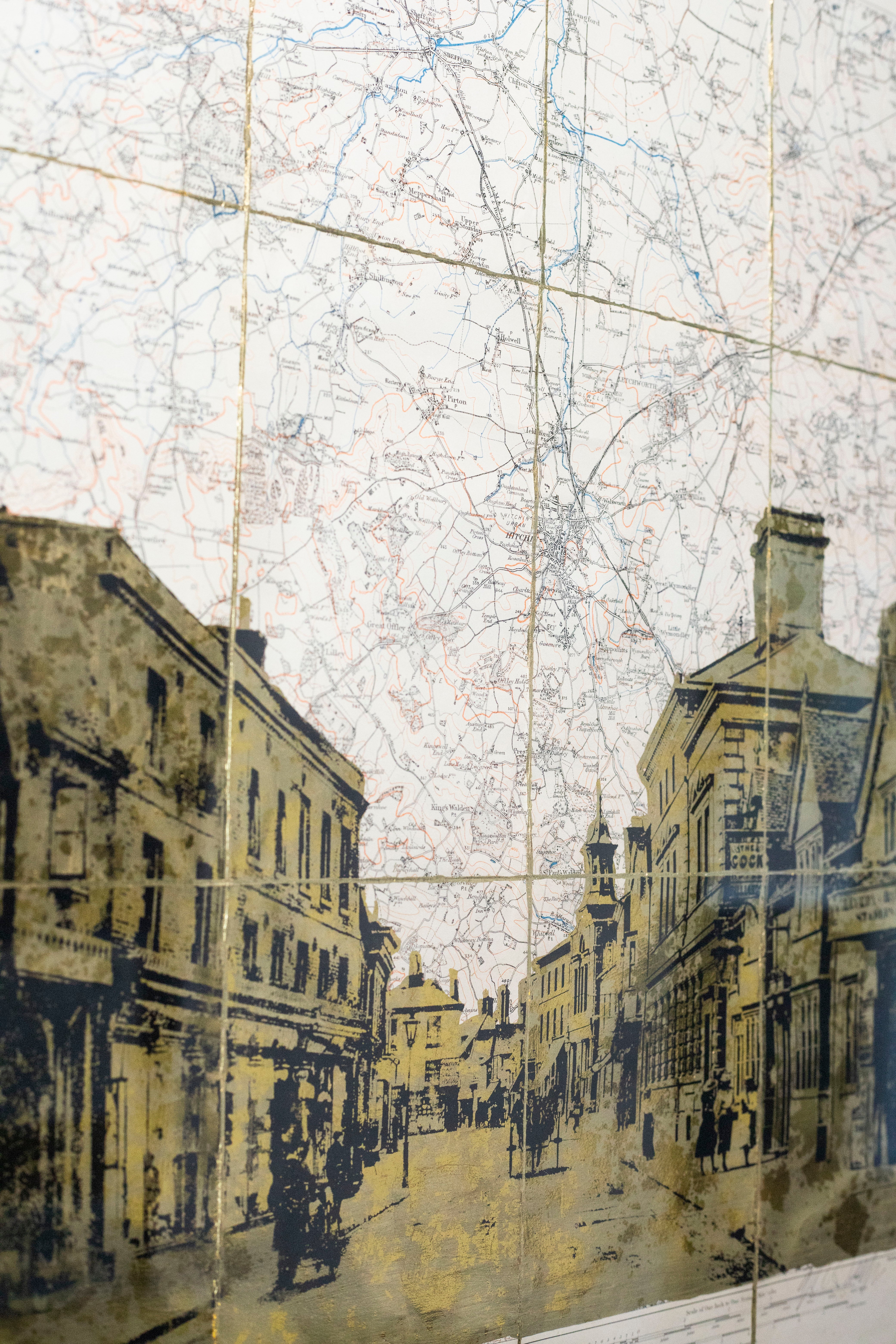 Horse and Cart, Hitchin 1908 - Gold Leaf, Gold Foil