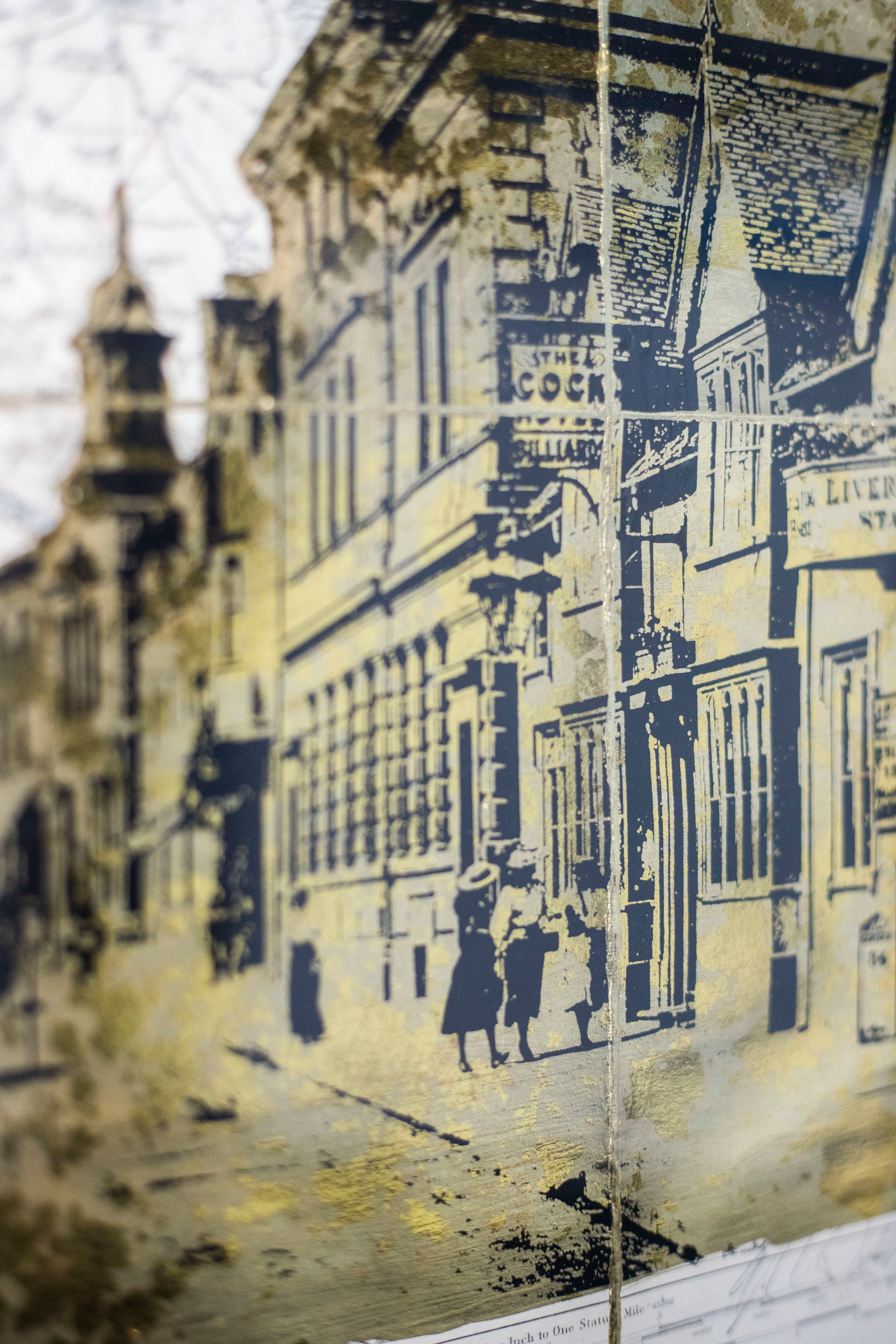Horse and Cart, Hitchin 1908 - Gold Leaf, Gold Foil